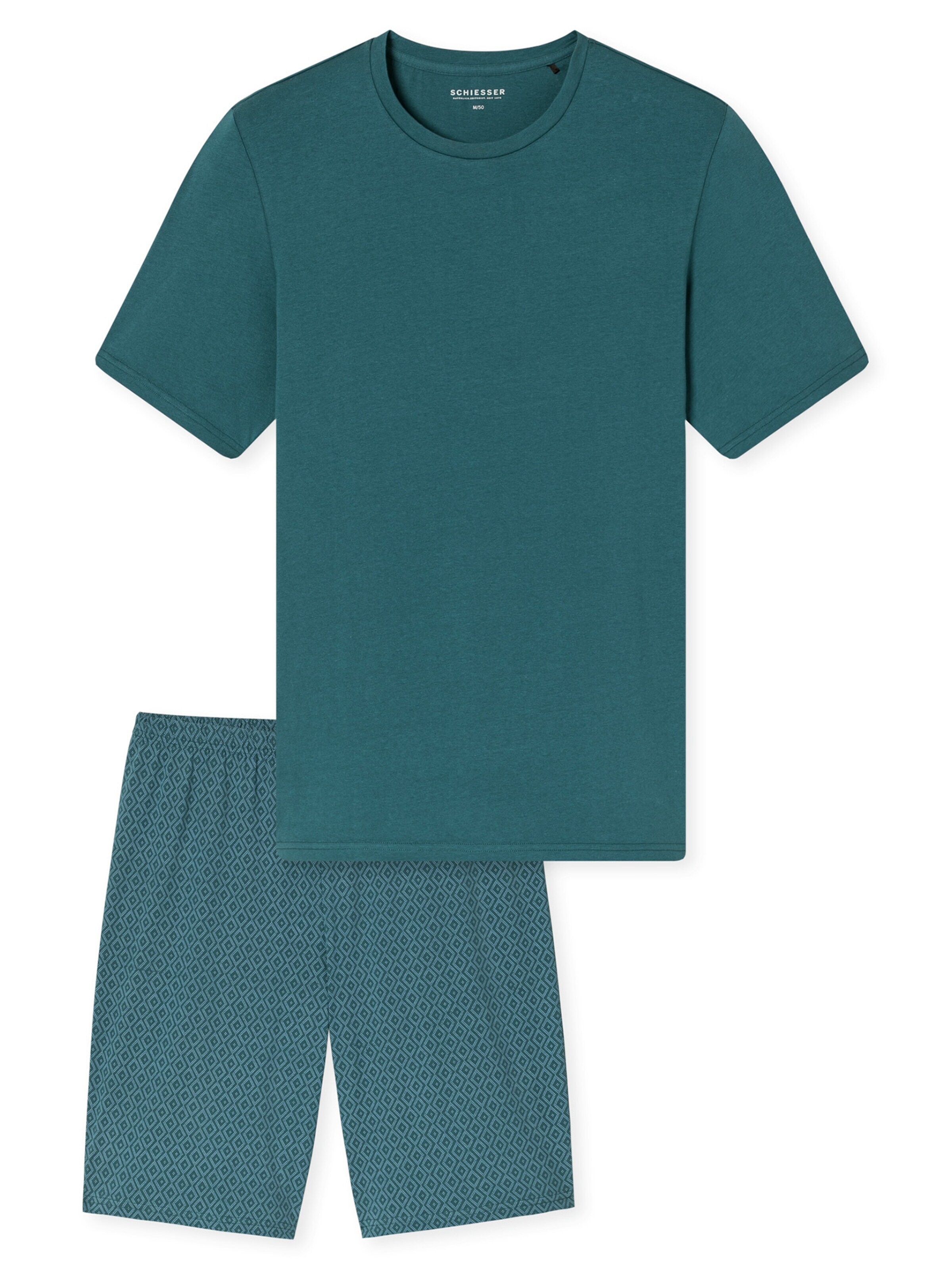 SCHIESSER Pyjama lang 'Casual Essentials' in Groen: voorkant
