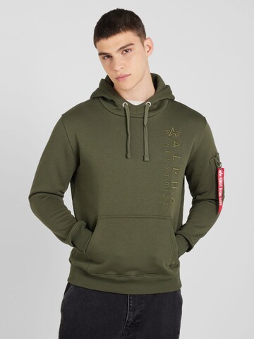 ALPHA INDUSTRIES - Sweatshirt 'EMB' em verde: frente