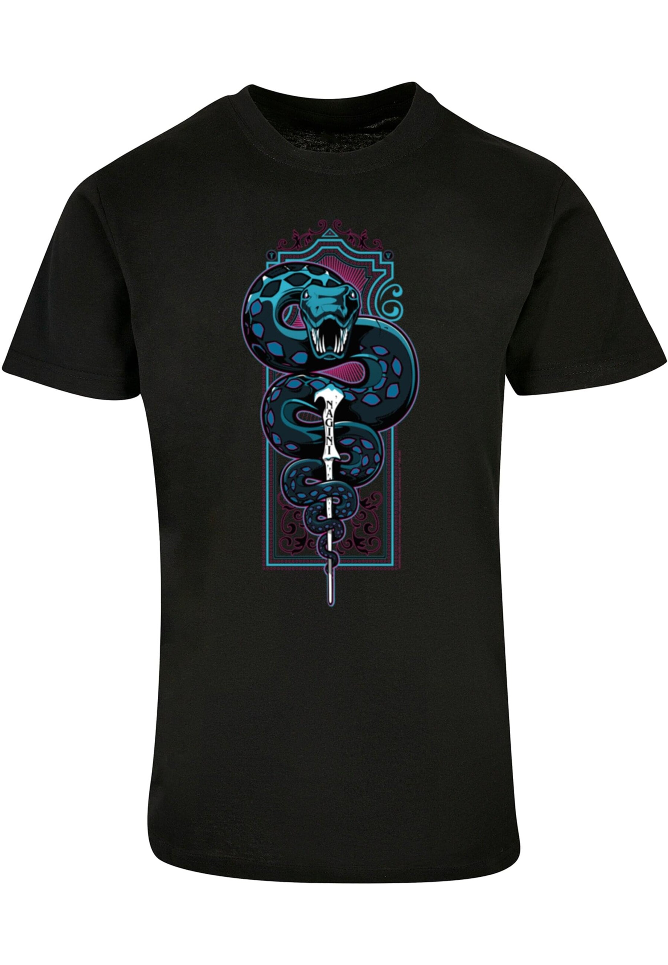 ABSOLUTE CULT Shirt 'Harry Potter - Neon Basilisk' in Zwart: voorkant