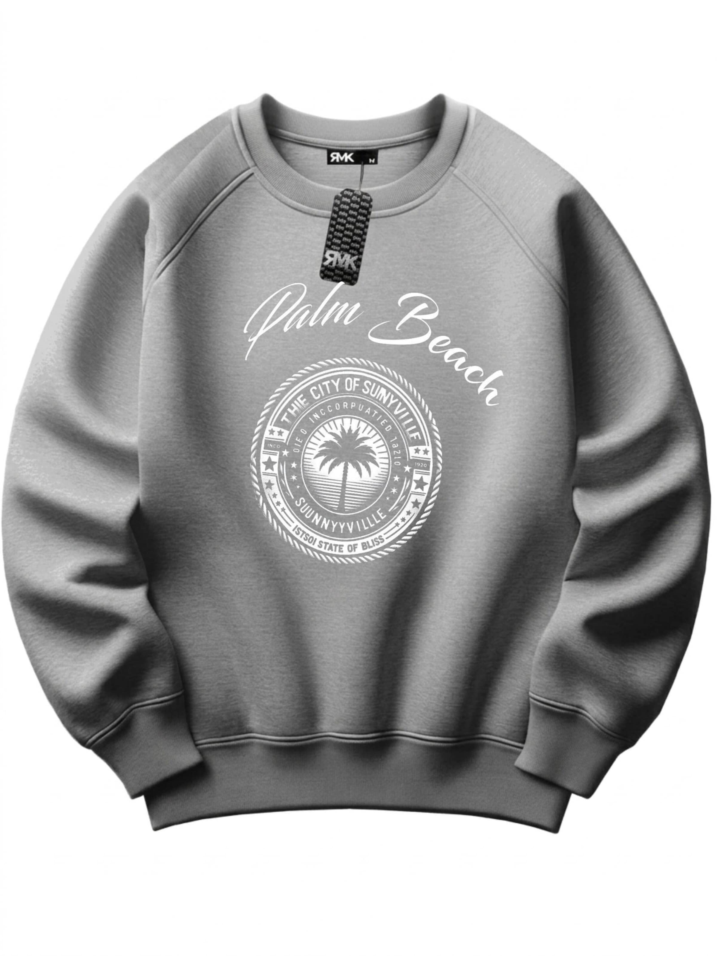 RMK Sweatshirt 'Palm Beach' in Grey: front