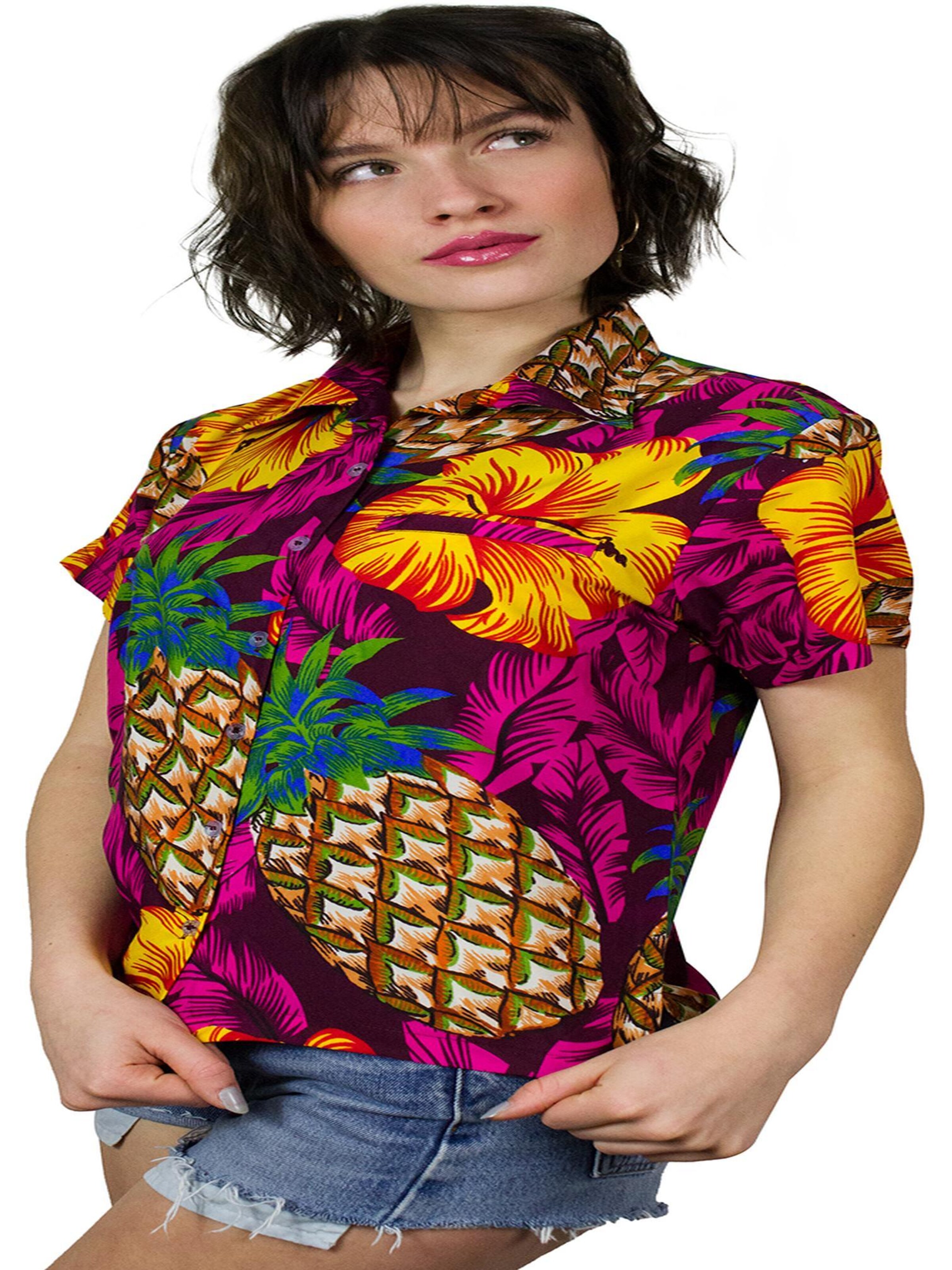 King Kameha Bluse 'Pineapple Hibiscus'‌‌‌‌‌ in Pink