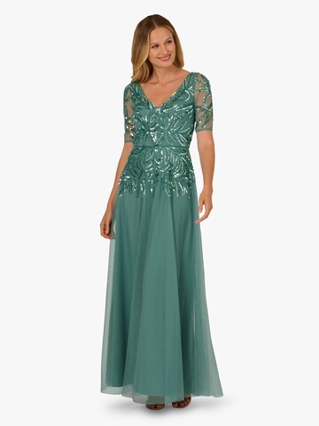 Adrianna Papell Evening Dress 'Beaded Mesh' in Green: front