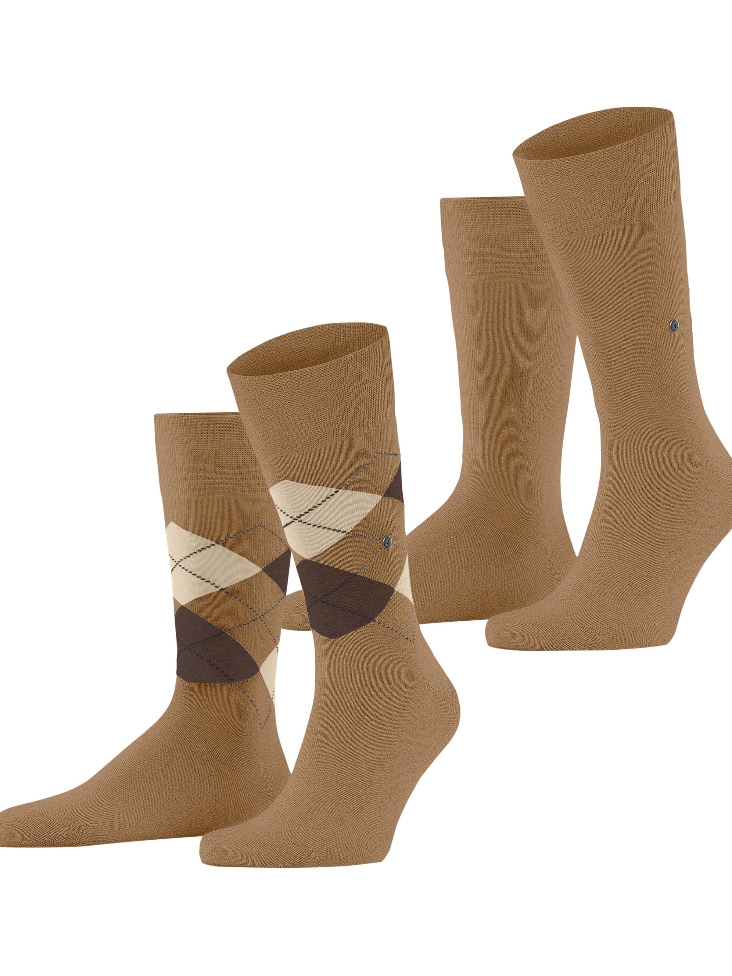BURLINGTON Socks 'Everyday Argyle Mix 2-Pack' in Brown: front