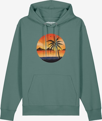Watapparel Sweatshirt 'Sunset on palm beach' in Grün: Vorderseite
