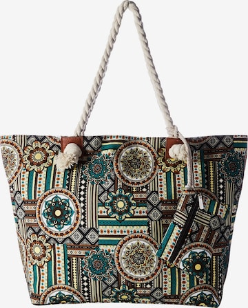 DonDon Beach Bag 'DonDon Strandtasche mit Reißverschluss Shopper Beach bag Badetasche - Paisley' in Brown: front