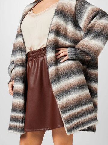 KAFFE CURVE Knit Cardigan 'Andrea' in Brown