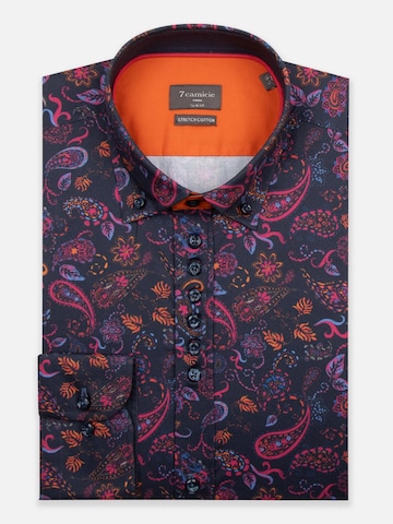 Slim fit Camicia business 'Donatello Iconic Poplin Stretch Man Shirt Blue Pink' di 7Camicie in blu