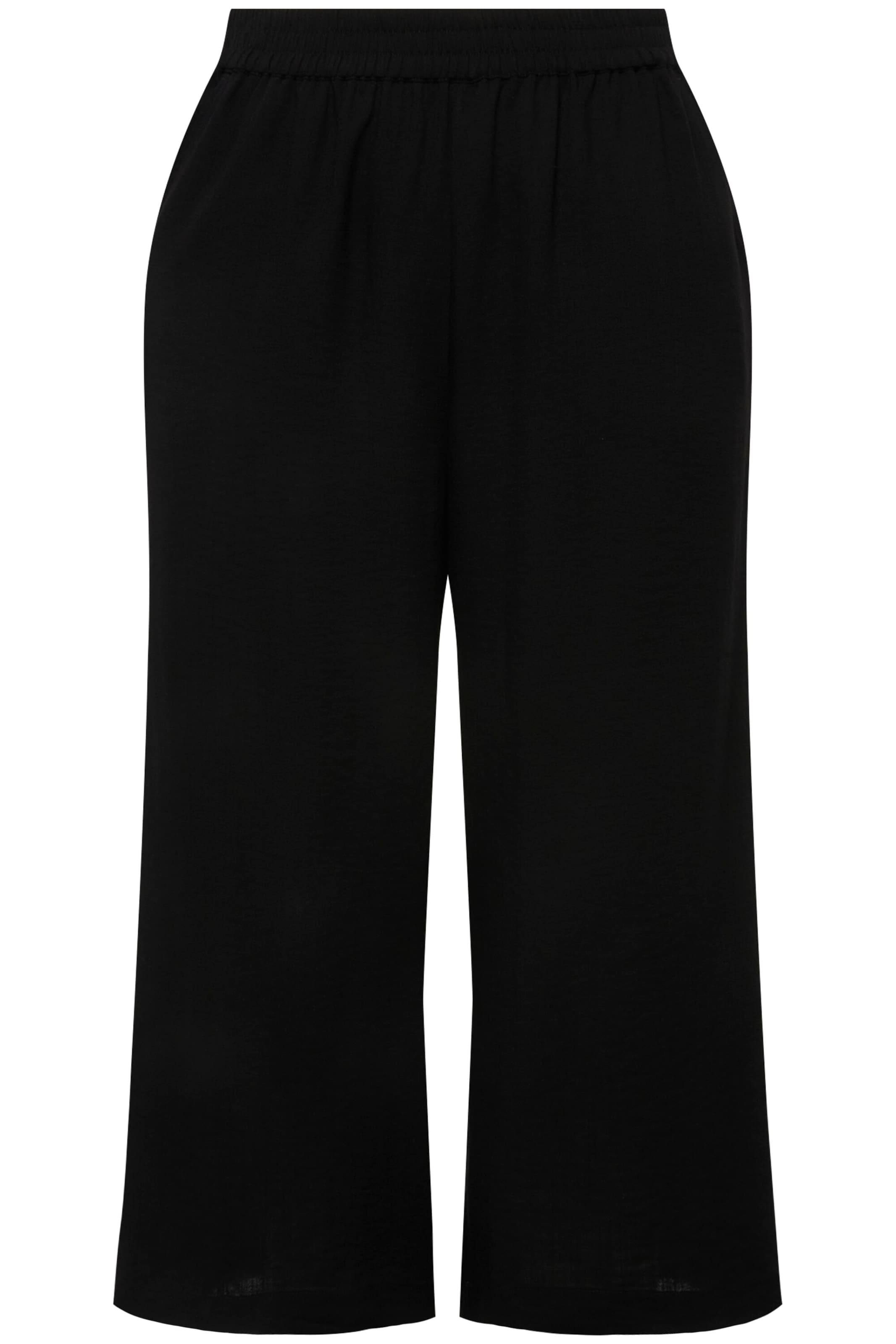 Ulla Popken Wide leg Παντελόνι σε μαύρο: μπροστά