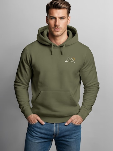 Neverless Sweatshirt 'Mountain Lineart' in Grün