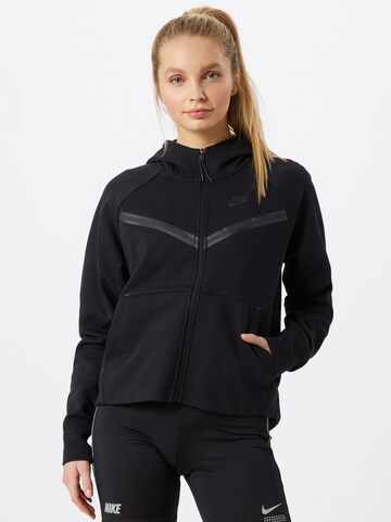 Nike Sportswear - Sudadera con cremallera en negro: frente