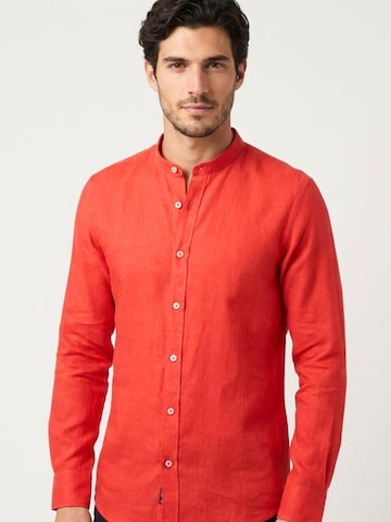 Slim fit Camicia business 'Caravaggio Essentials Linen Man Shirt Light Blue' di 7Camicie in arancione