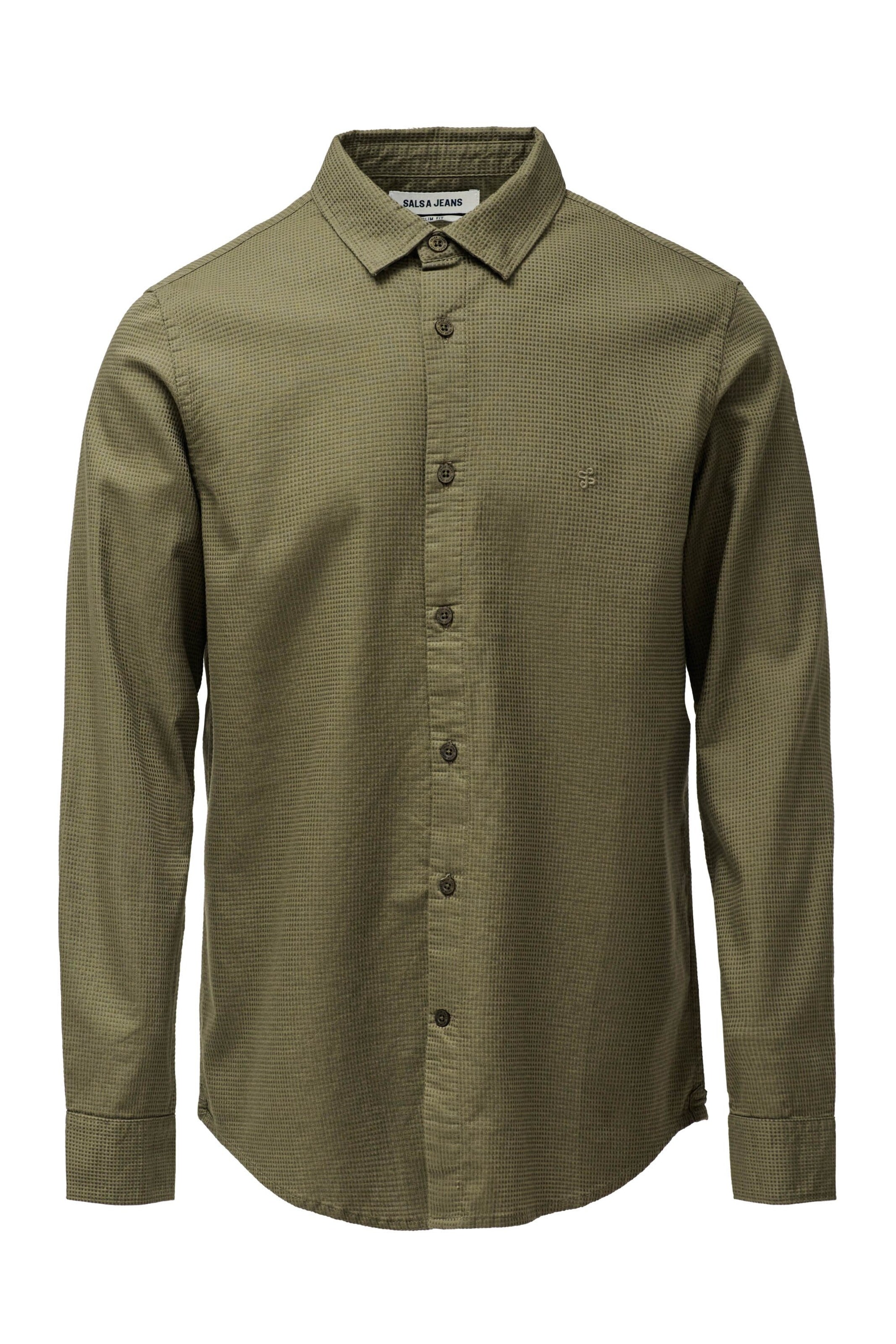 Salsa Jeans Slim fit Button Up Shirt in Green: front
