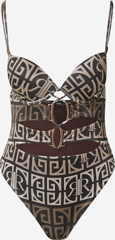 River Island T-shirt Swimsuit in Brown: front