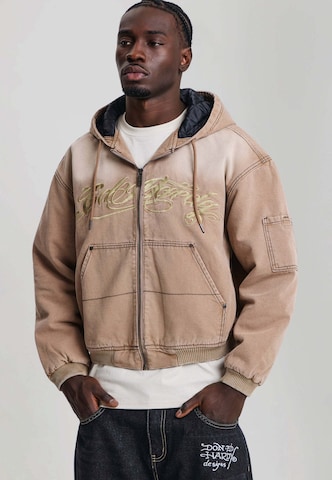 Veste d’hiver Ed Hardy en marron : devant