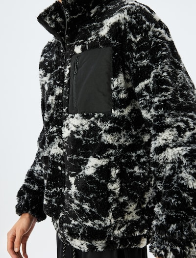 Koton Fleece jas in L in de kleur Zwart / Wolwit, Productweergave