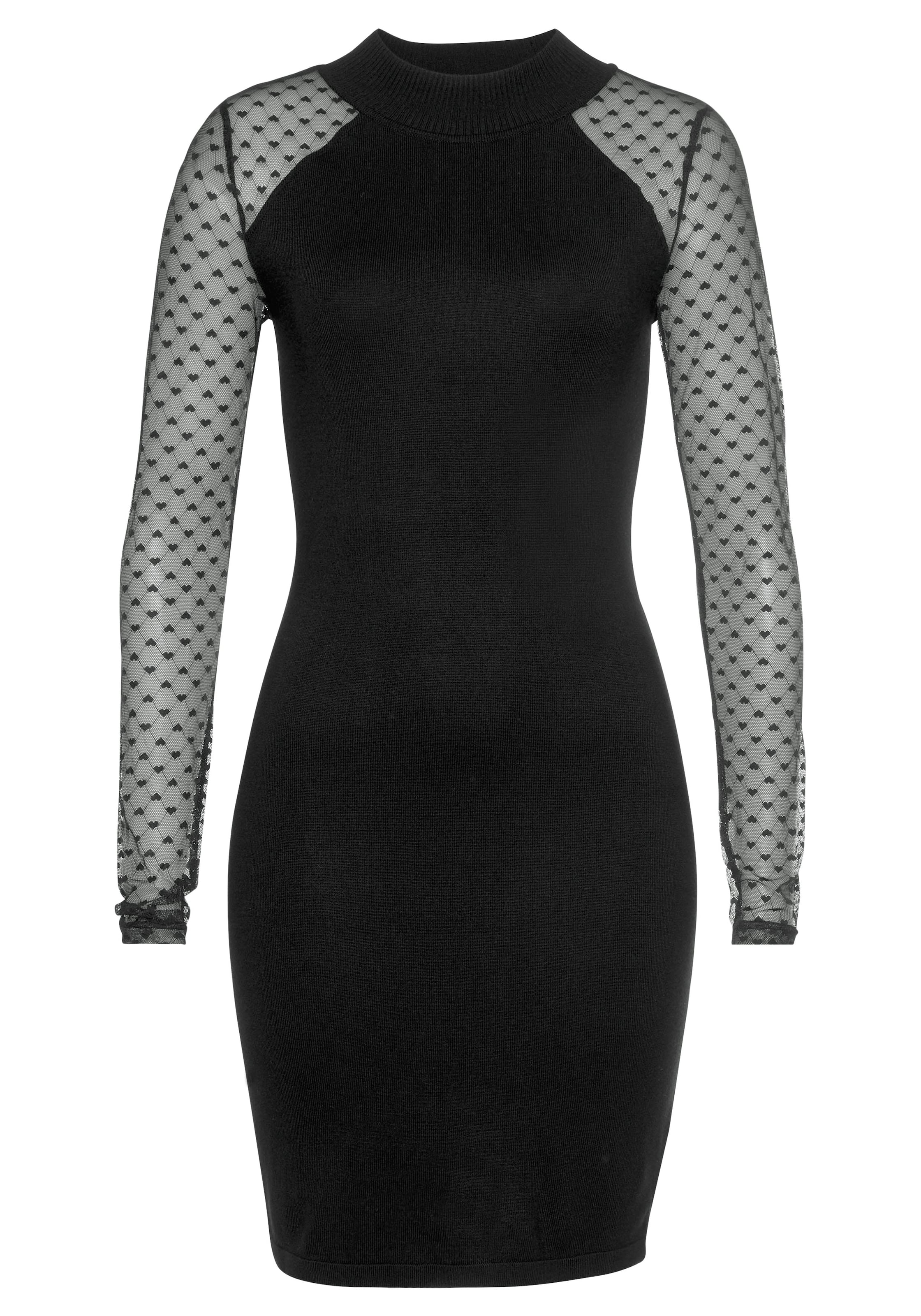 MELROSE Strickkleid  'Herzmesh' in Schwarz: Vorderseite