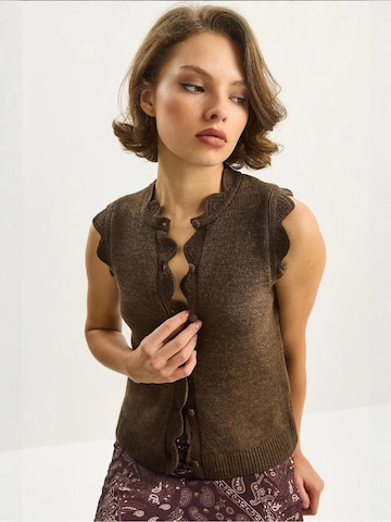 Bianco Lucci Gebreide bodywarmer in Bruin