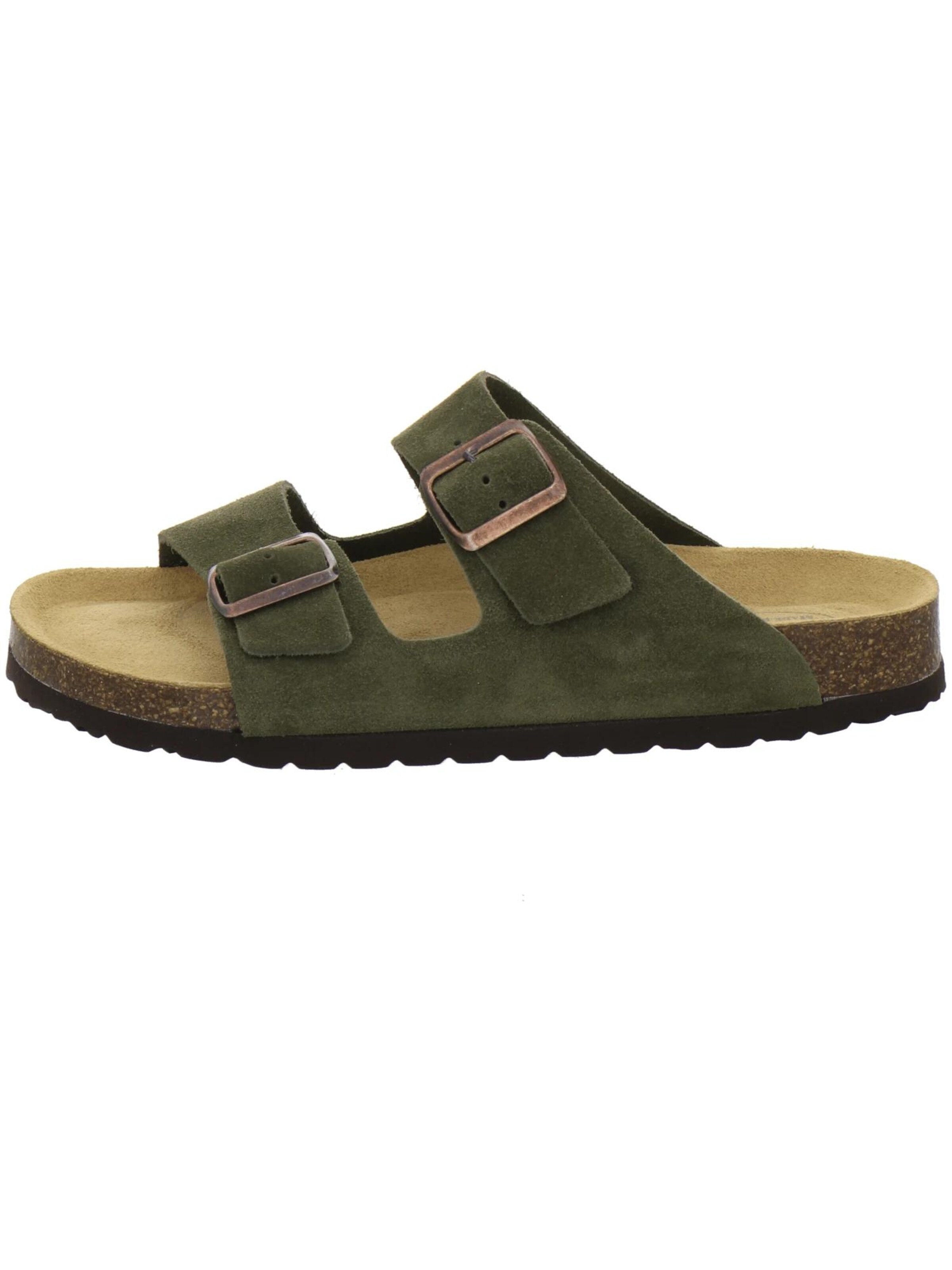 Mule 'Pantoletten Herren Zweischnaller moos Veloursleder' AFS-Schuhe en vert