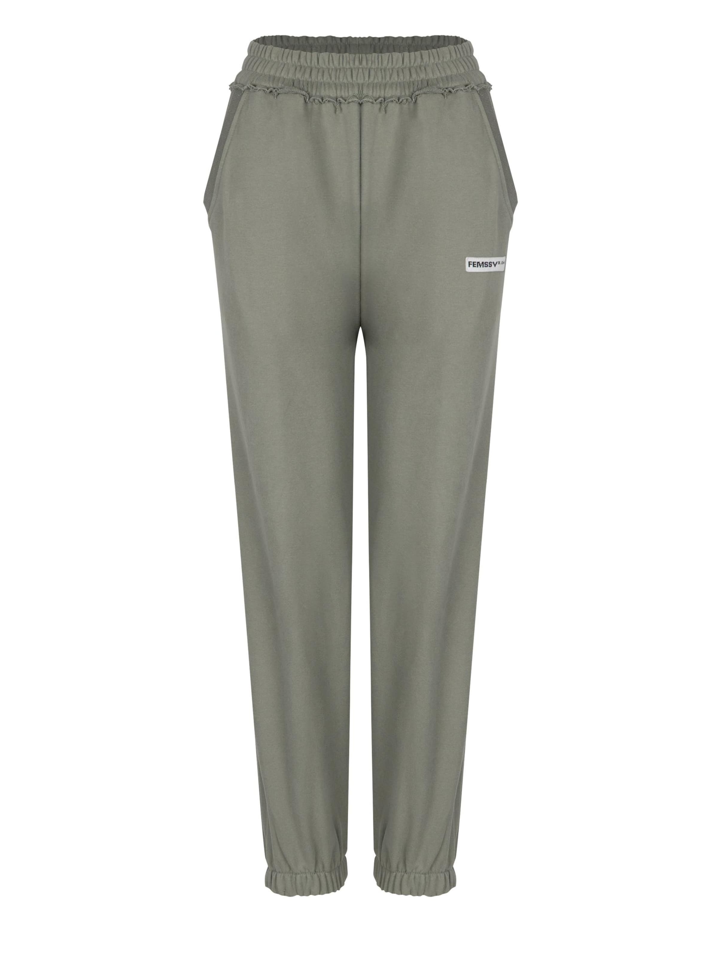 FEMSSY Loose fit Pants 'LAZE SWEATPANTS GREEN' in Green: front