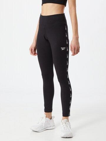 Skinny Pantaloni sport de la Reebok pe negru: față