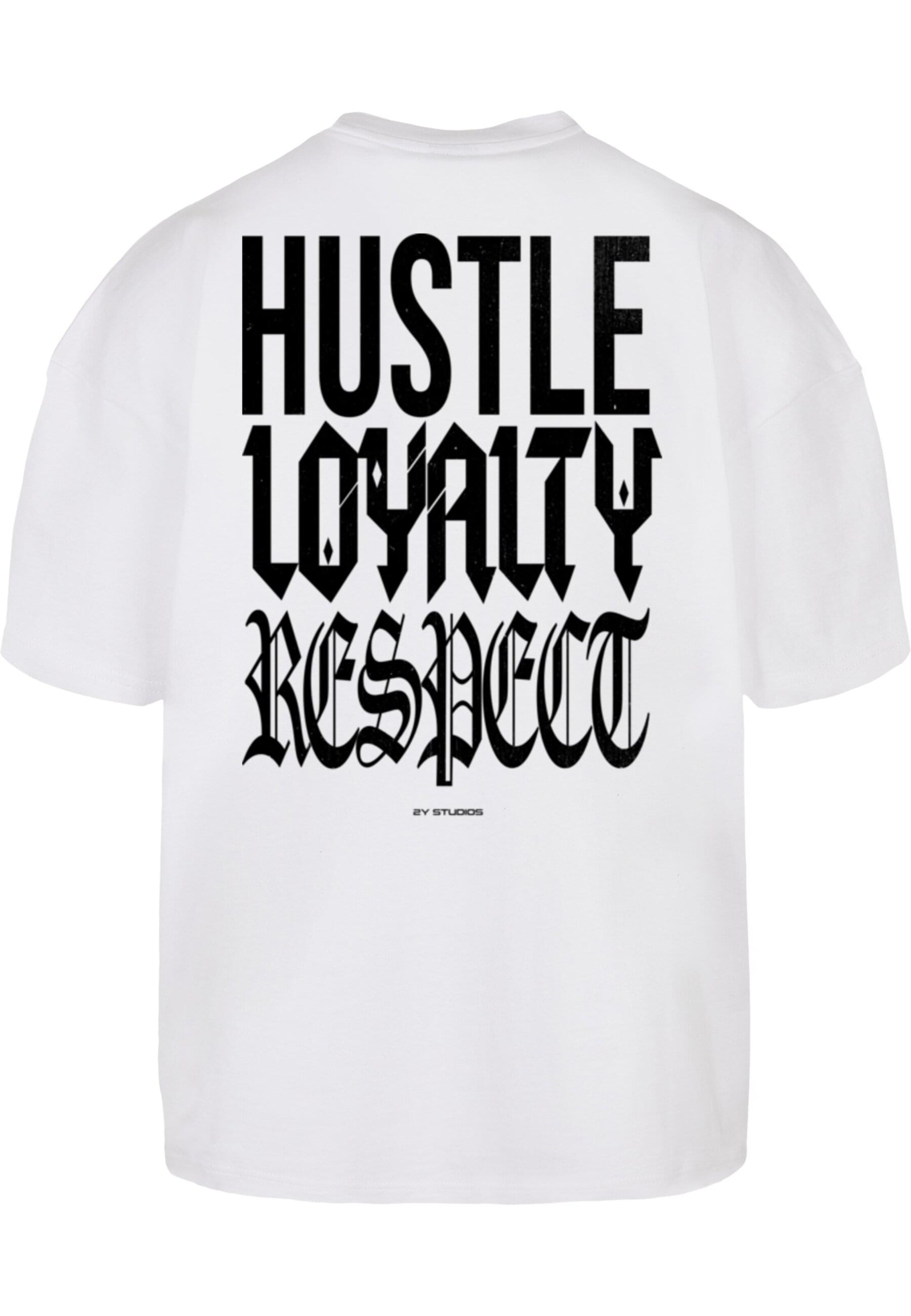 Maglietta 'Hustle Loyalty Respect' di 2Y Studios in bianco