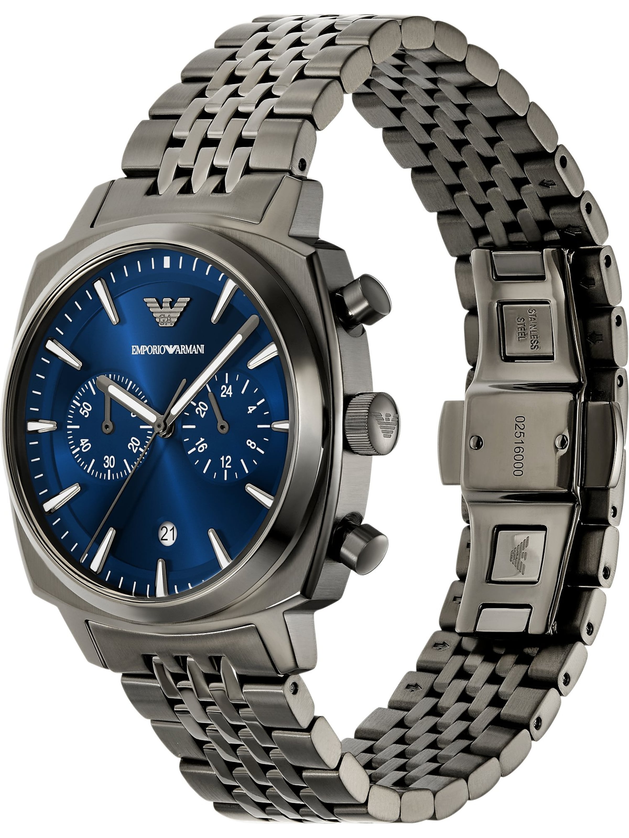 Emporio Armani Uhr in dunkelblau / dunkelgrau / weiß, Produktansicht