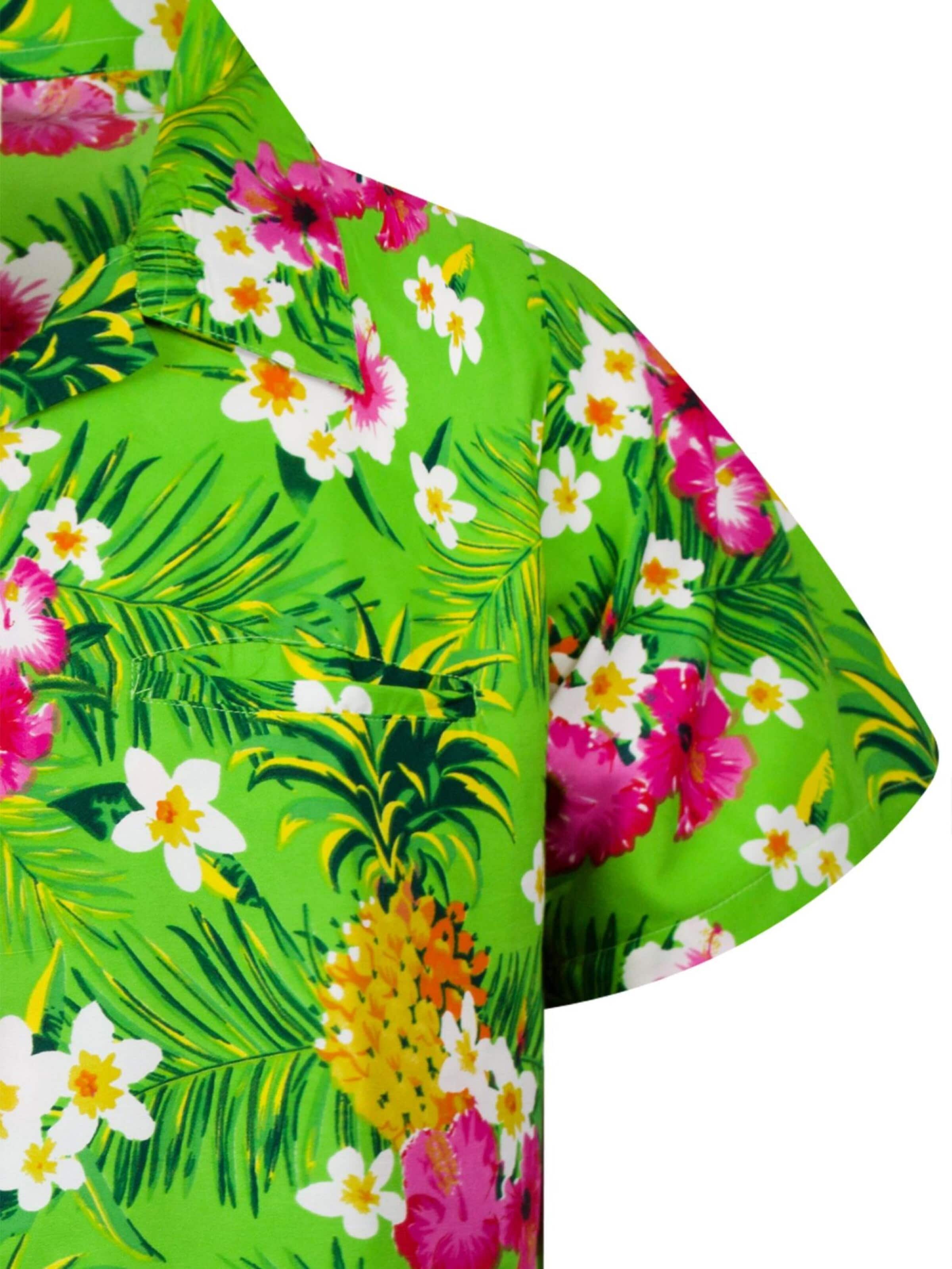 King Kameha Shirt 'Pineapple Flowers' in Groen