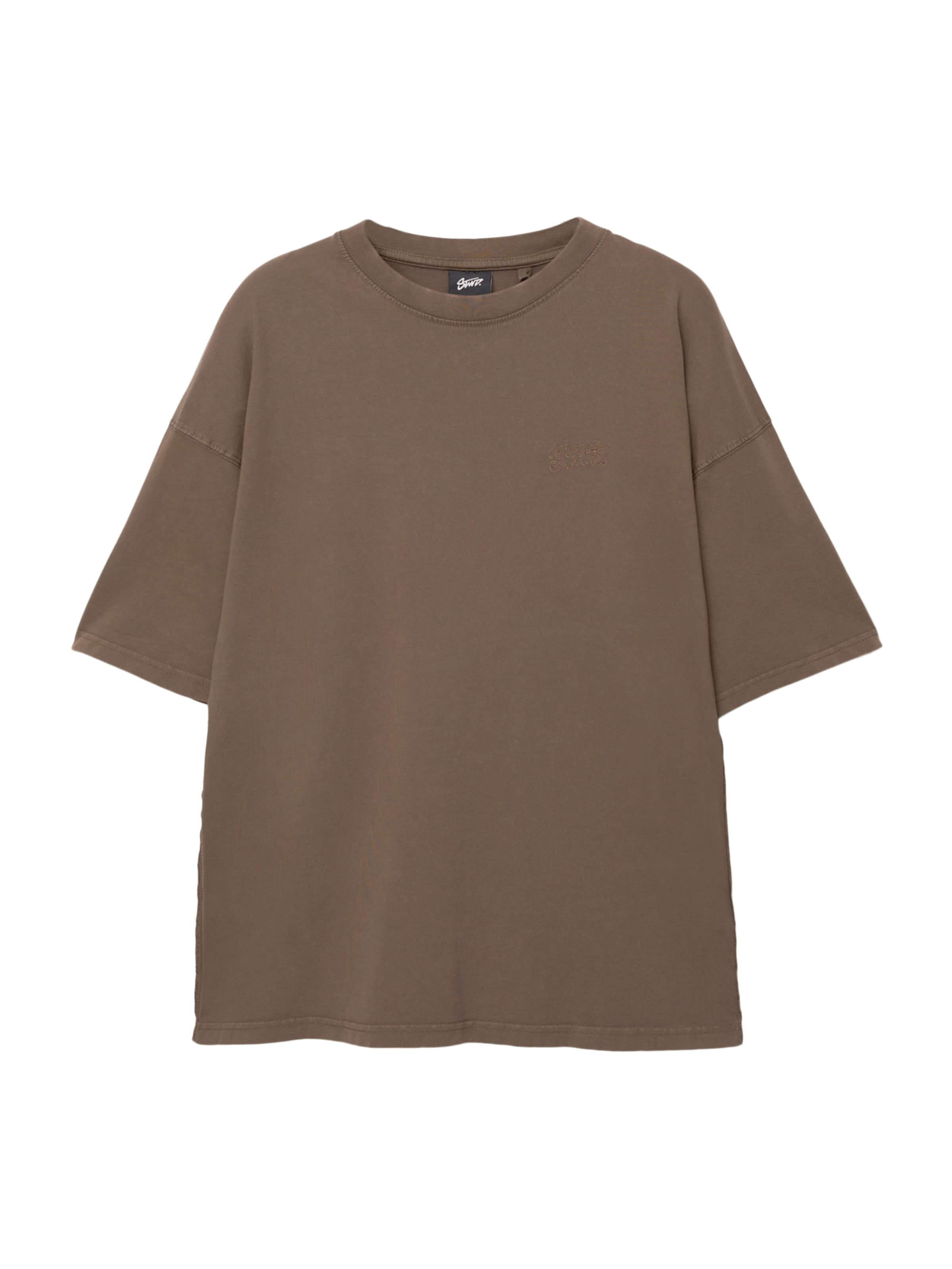 Pull&Bear Majica 'STWD' | rjava barva: sprednja stran