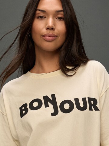 Next Oversized shirt 'Bonjour' in White