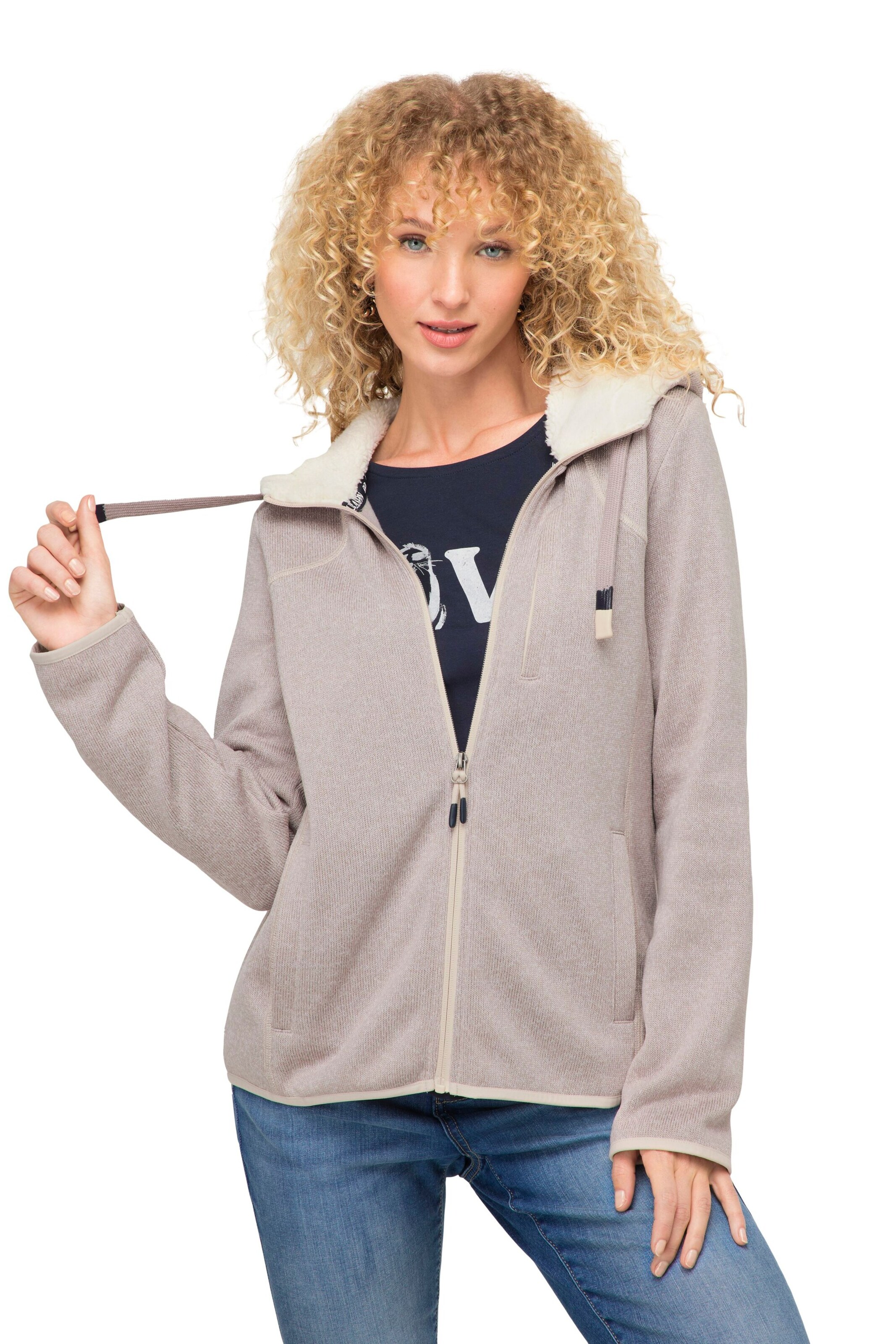 LAURASØN Fleece Jacket in Beige: front