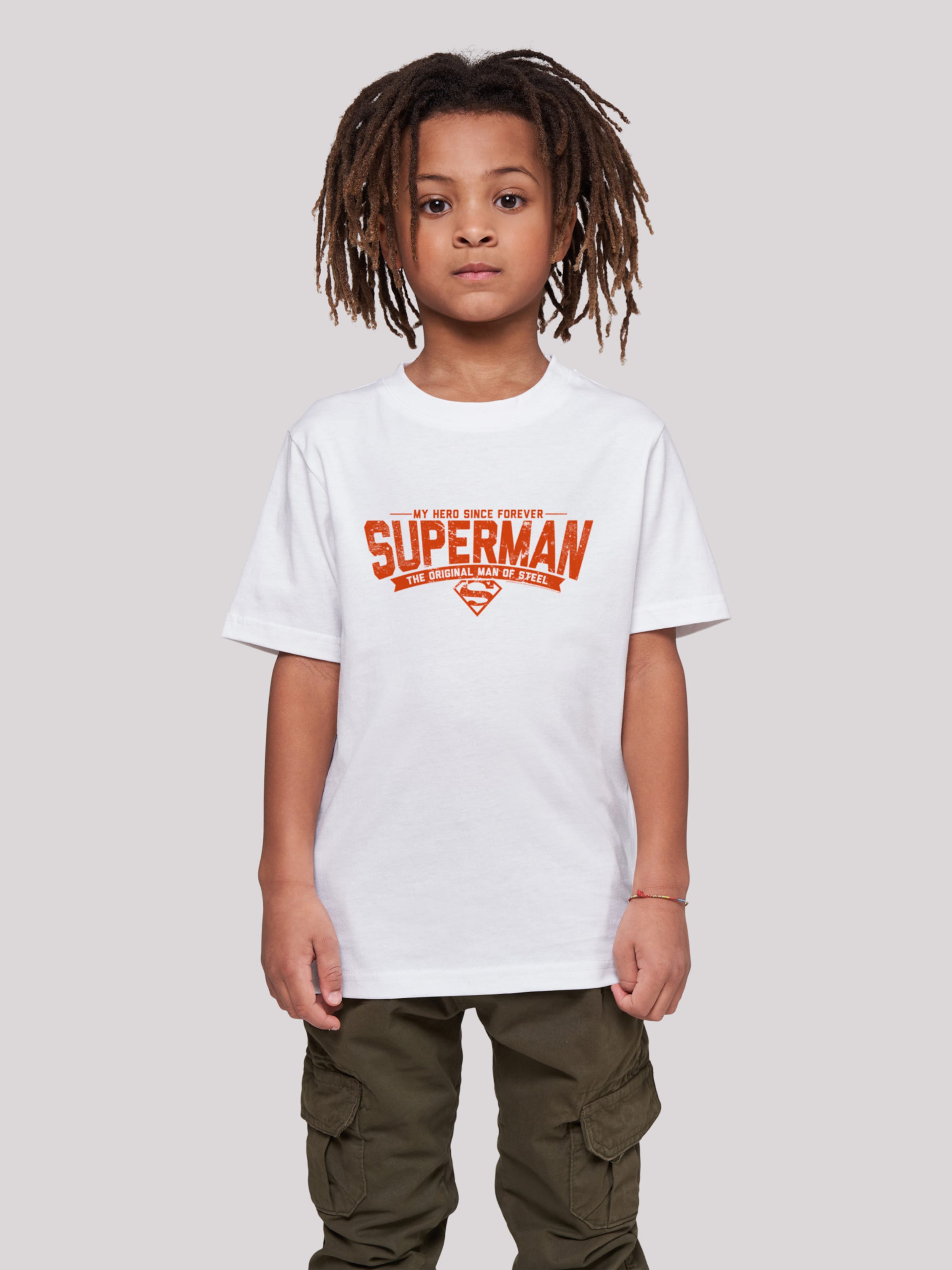 Kinder Kids (Gr. 92-140) F4NT4STIC T-Shirt 'DC Comics Superman My Hero' in Weiß - SE93087
