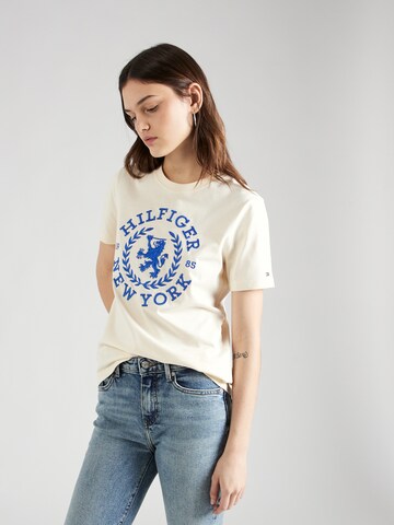 T-shirt TOMMY HILFIGER en beige : devant