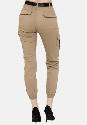 Elara Slimfit Cargobroek in Beige