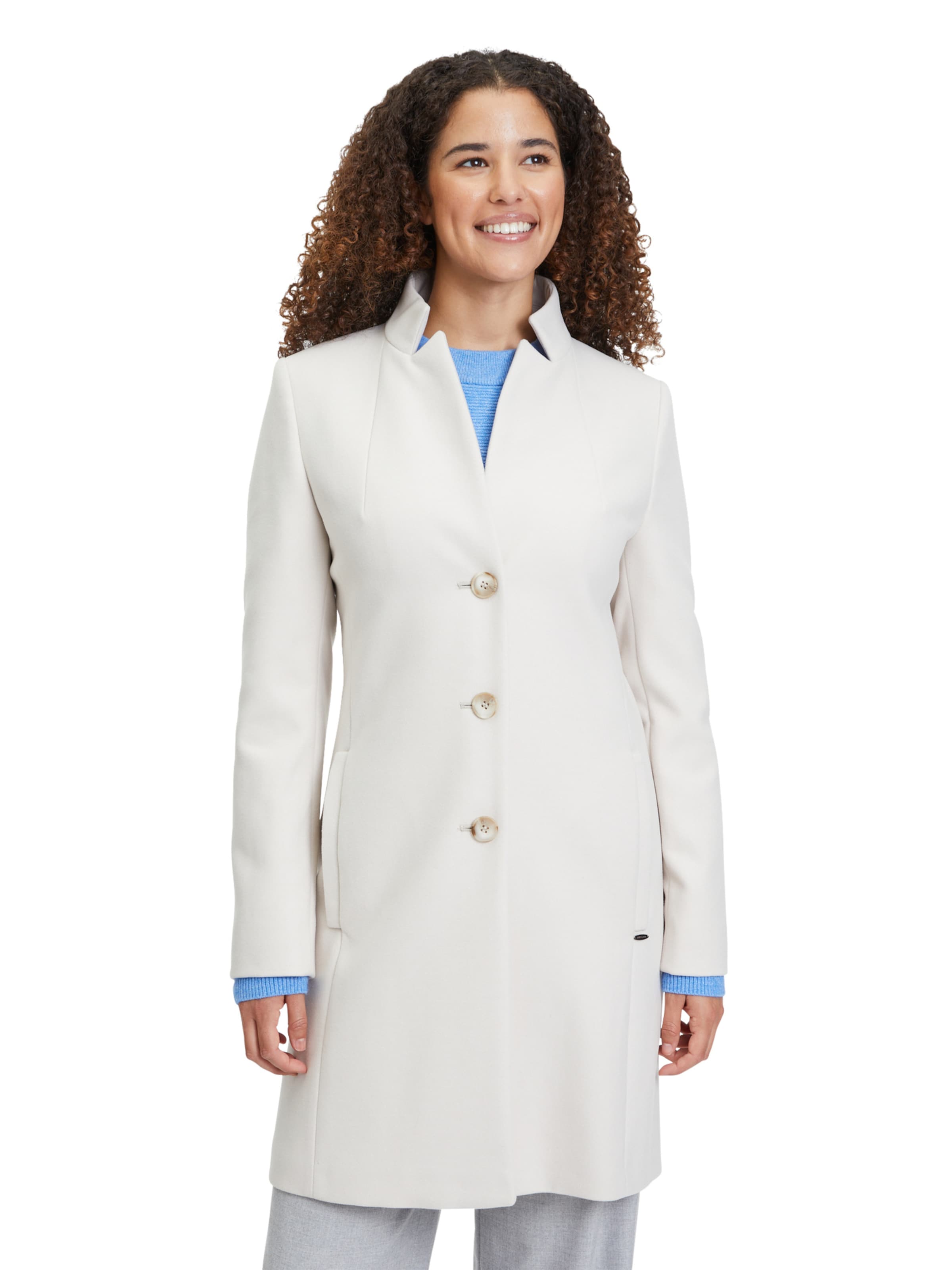 Betty & Co Between-Seasons Coat in Beige: front