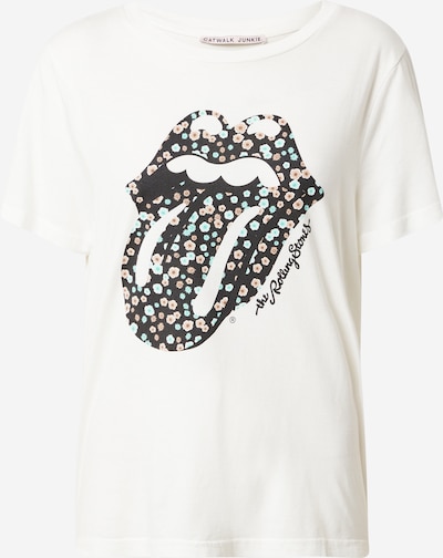 CATWALK JUNKIE T-shirt 'ROLLING STONES FLOWER PARTY' en bleu clair / rose pastel / noir / blanc, Vue avec produit