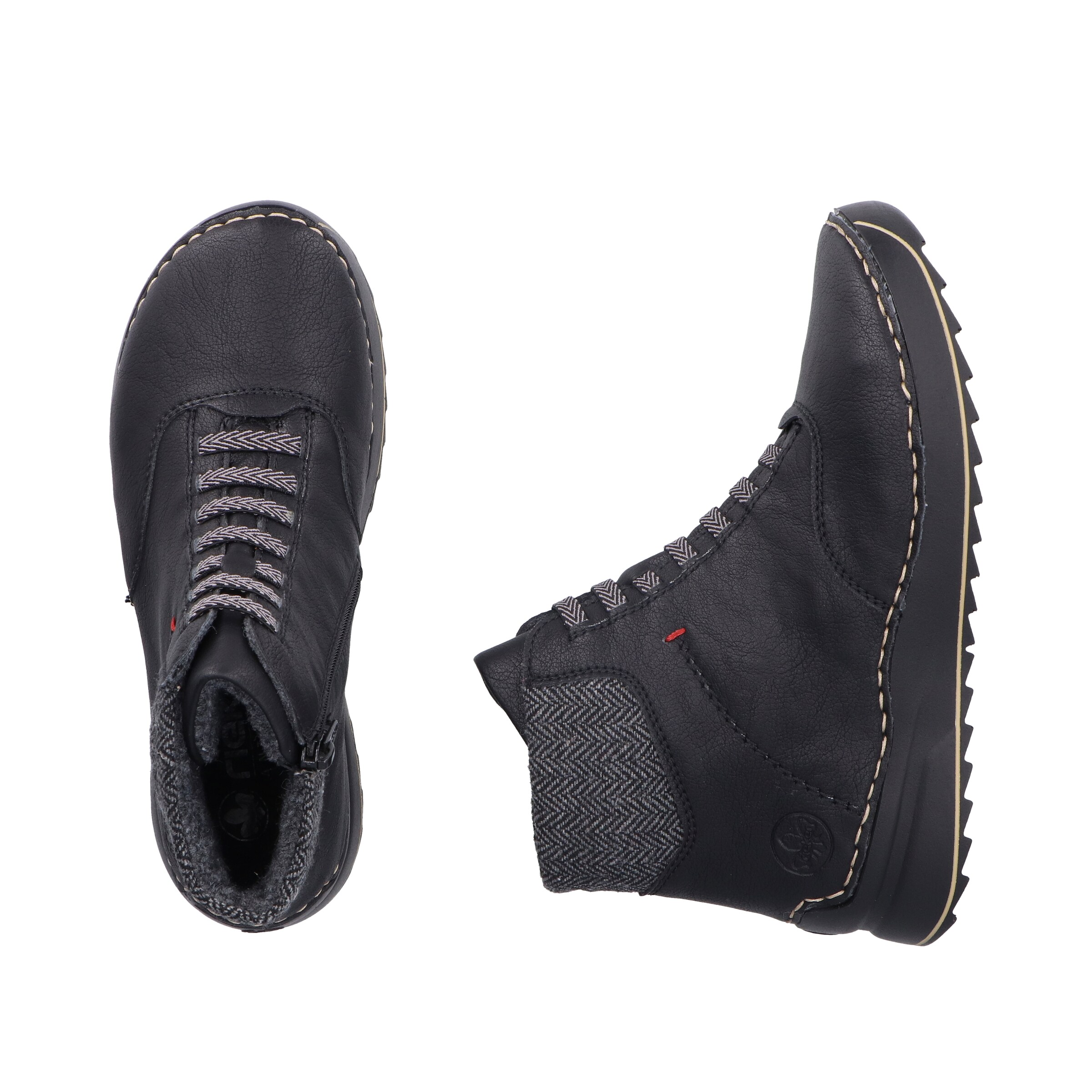 Rieker Lace-Up Ankle Boots in Black