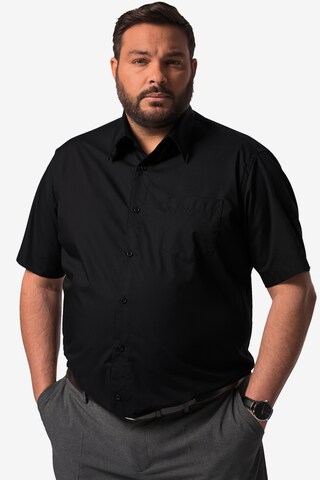 Men Plus Regular fit Overhemd in Zwart: voorkant
