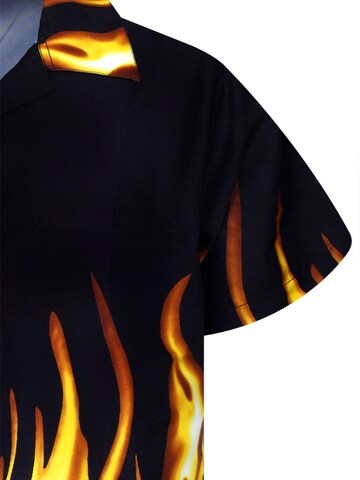 King Kameha Shirt 'Flames' in Gelb