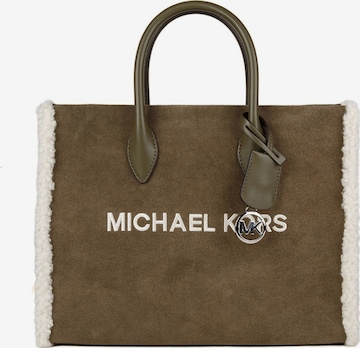 Michael Kors - Bolso de mano 'Mirella Medium Suede and Faux Shearling Tote Bag' en verde: frente