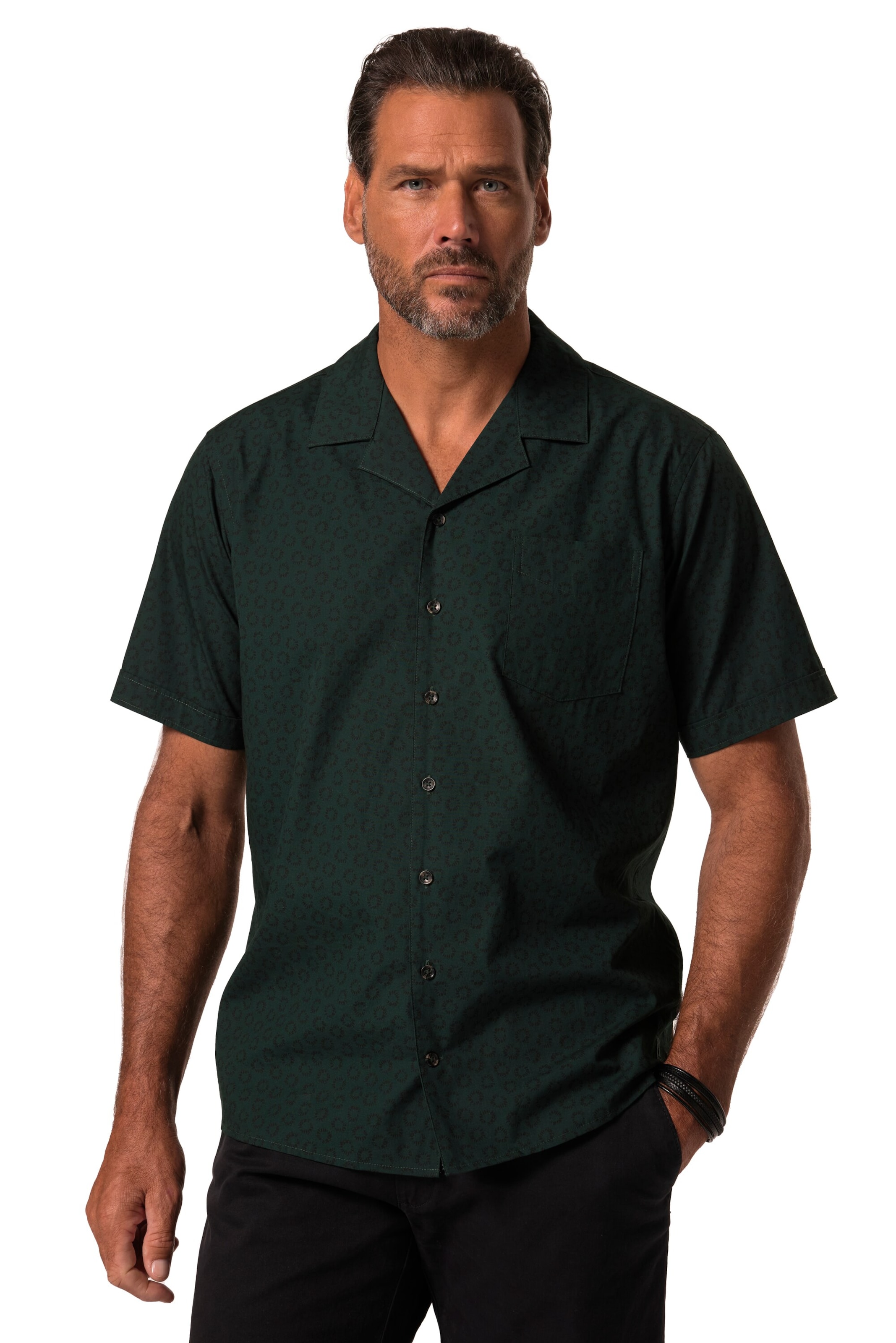 JP1880 Slim fit Overhemd in Groen: voorkant