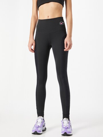 NIKE Skinny Workout Pants in Black: front