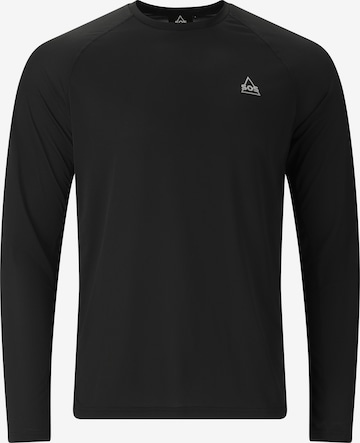 SOS Langarmshirt 'Pillar' in Schwarz: Vorderseite