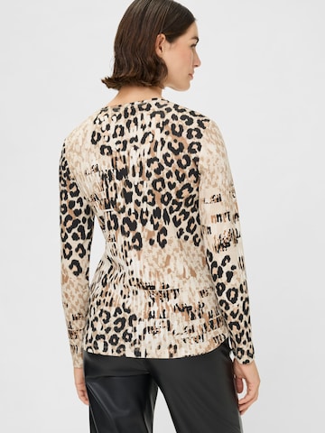 Olsen Langarmshirt, schmal geschnitten, moderner Leo-Print in Beige
