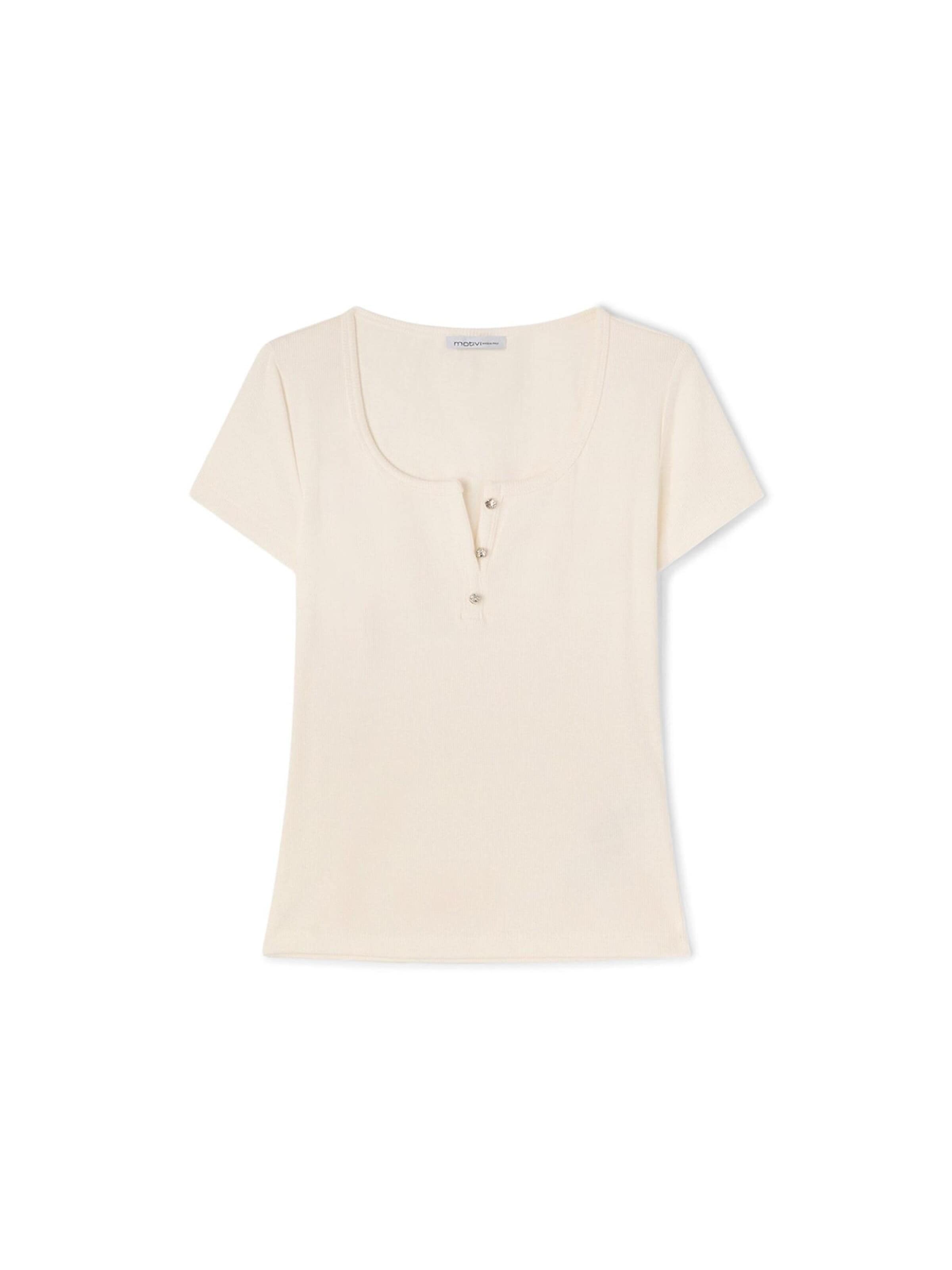 MOTIVI T-shirt en S-M/Regular en blanc, Vue avec produit