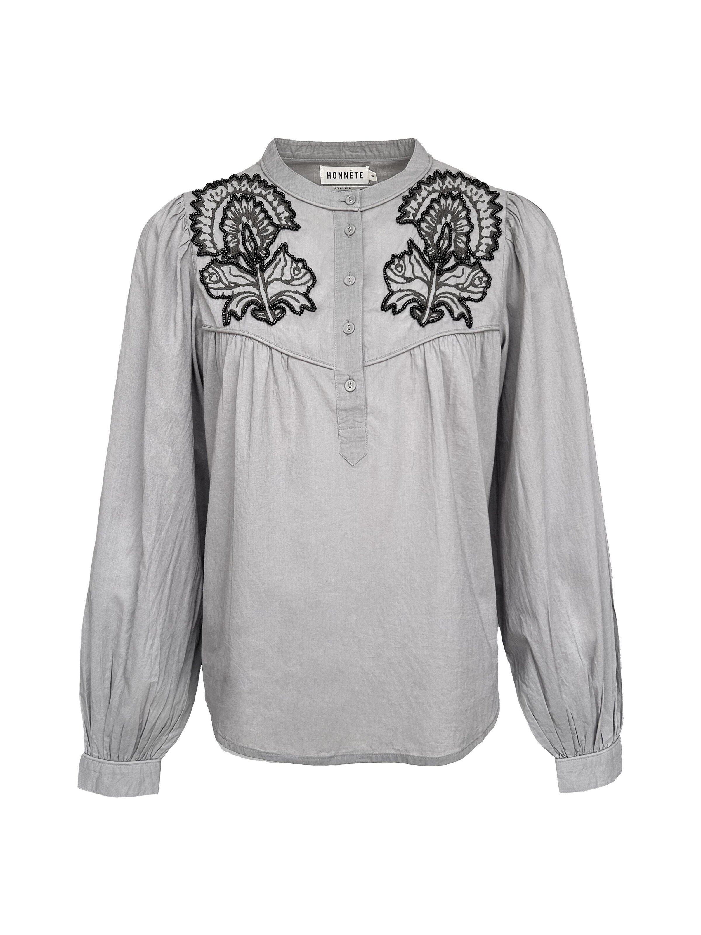 Honnête Atelier Blouse 'Feather' in Grijs