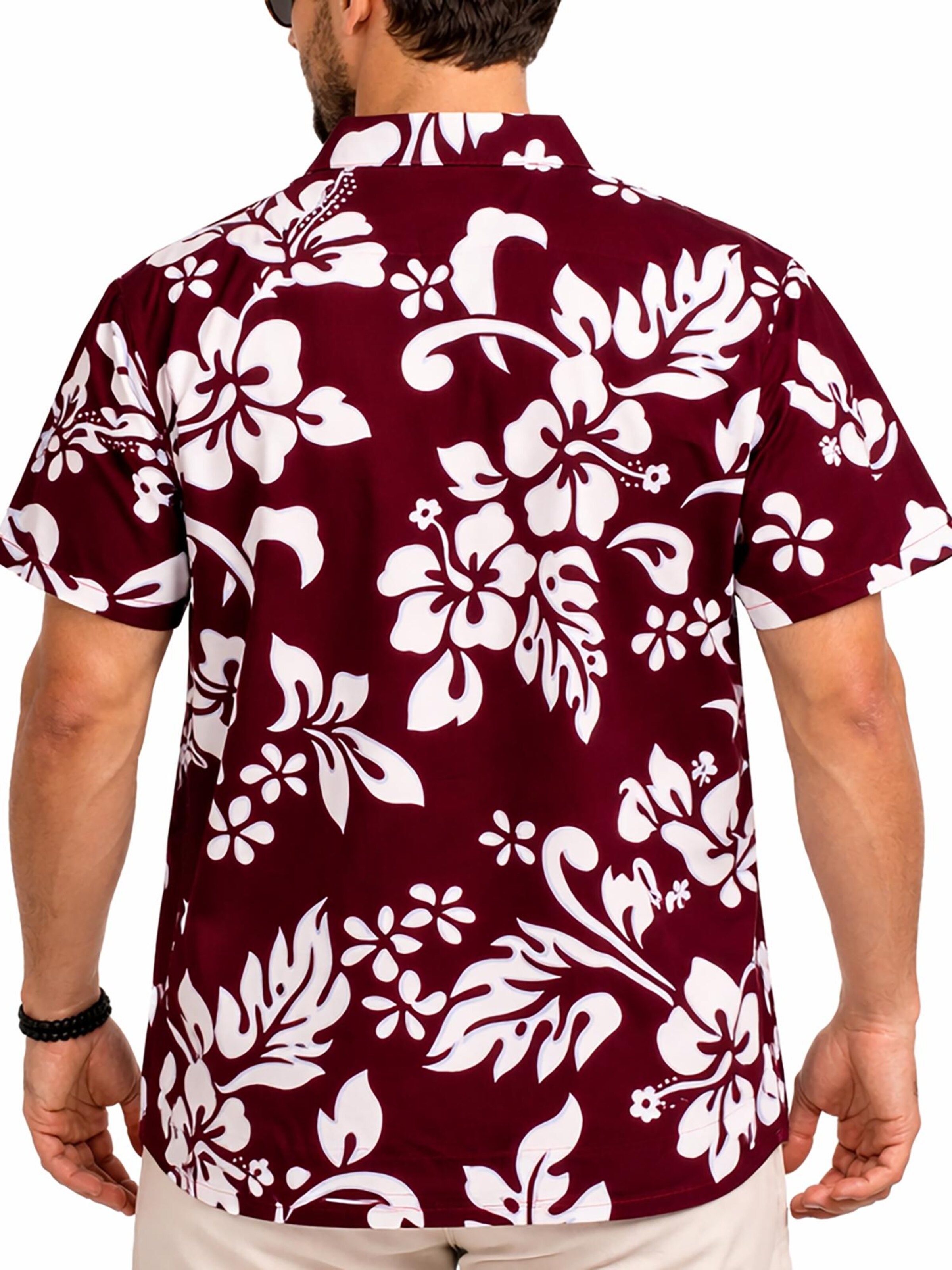 King Kameha Shirt 'Hibiscus'‌ in Rot