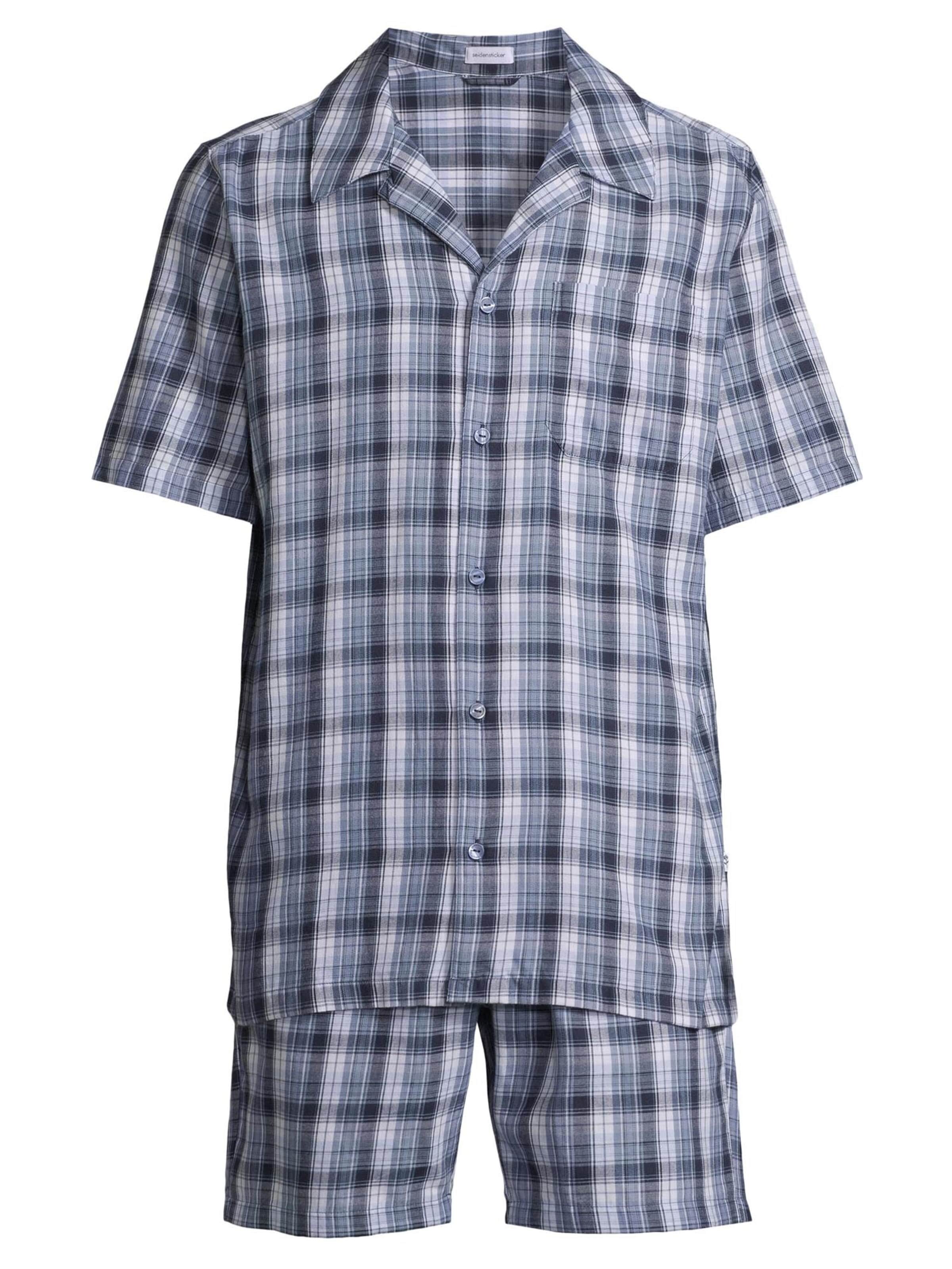 SEIDENSTICKER Pyjama kort 'Classic Twill' in Blauw: voorkant
