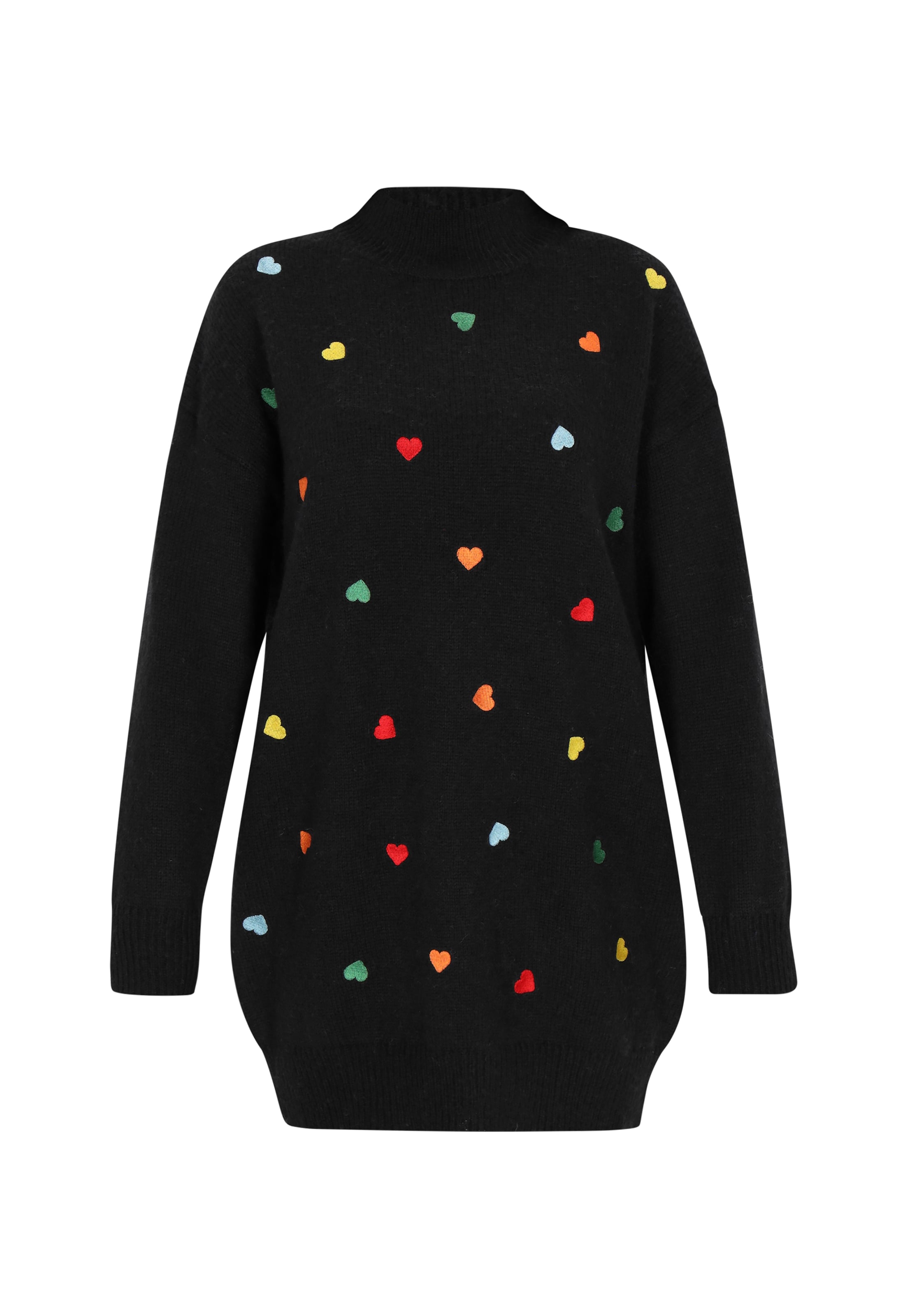 MYMO Strickkleid in Schwarz: Vorderseite