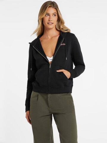 GUESS Sweatjacke in Schwarz: Vorderseite