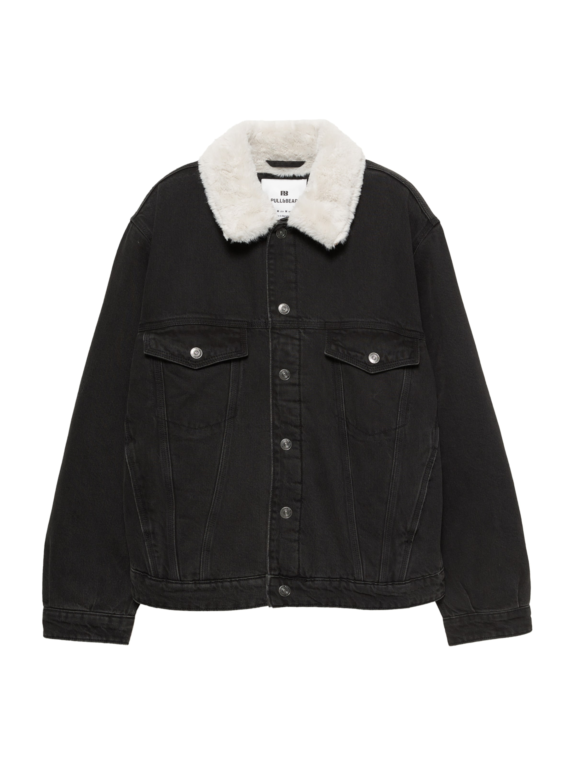 Pull&Bear Zimní bunda – černá: přední strana